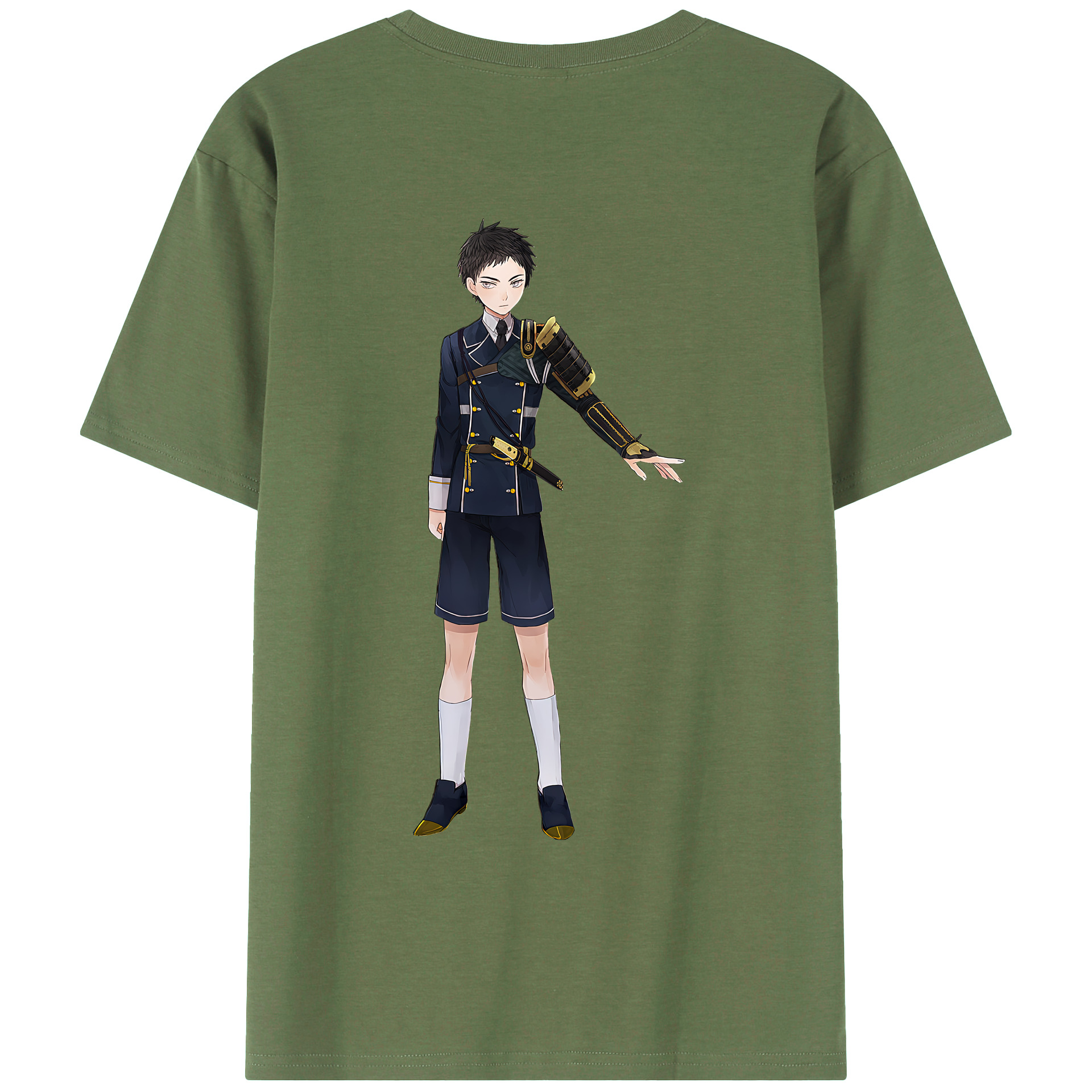 （画像用） 刀剣乱舞 Touken Ranbu 綿100％ メンズ半袖Tシャツ（バックプリント） 通気性